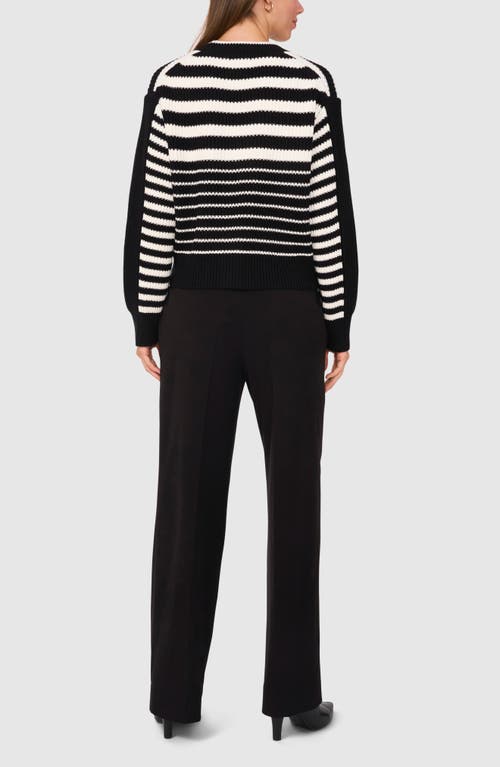Halogen ® Variegated Stripe Cotton Blend Cardigan In Rich Black Stripes