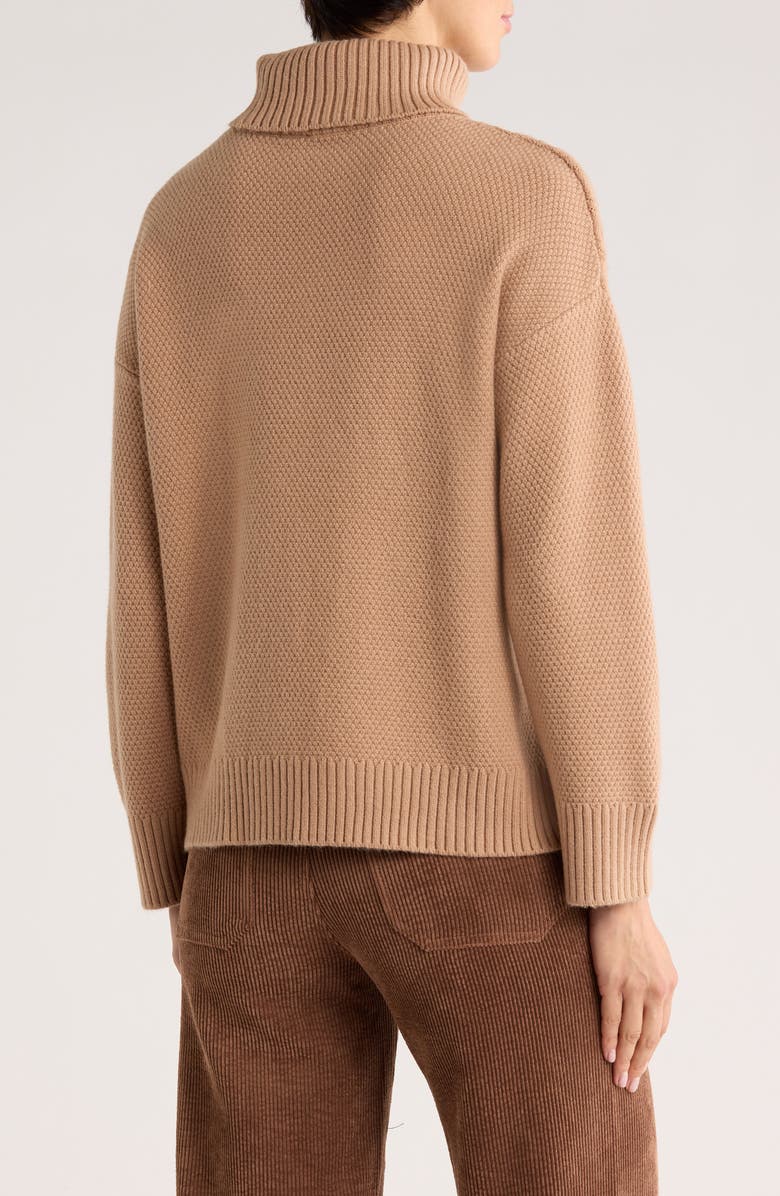 ELIE ELIE TAHARI Mixed Cable Knit Turtleneck Sweater, Alternate, color, Camel Beige