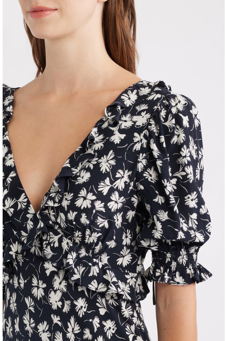 Annmarie Floral Chiffon Midi Dress, Alternate, color, ONYX DANDELION