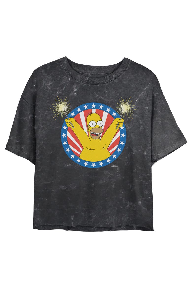 Junior's The Simpsons Festive Homer Portrait  Graphic T-Shirt, Main, color, Black