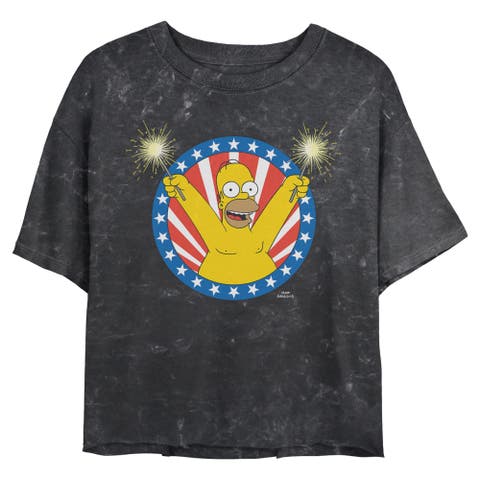 Junior's The Simpsons Festive Homer Portrait  Graphic T-Shirt