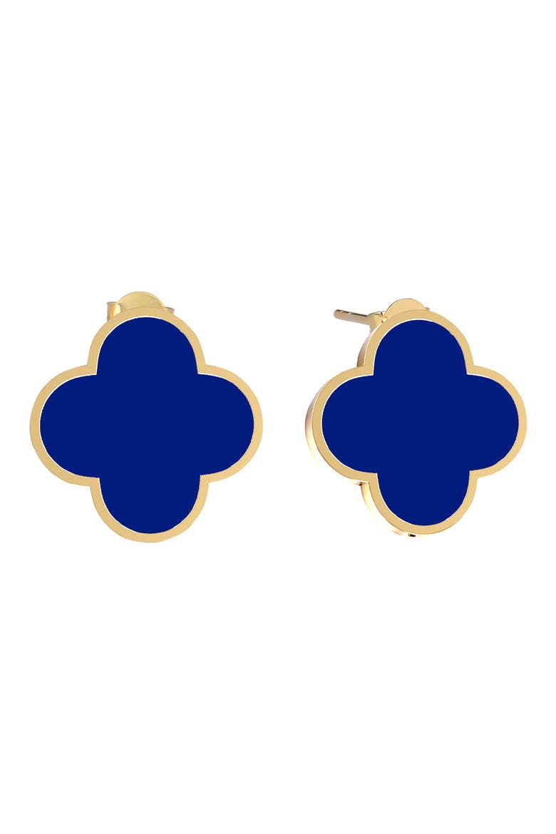 Enamel Clover Stud Earrings, Main, color, GOLD/ BLUE