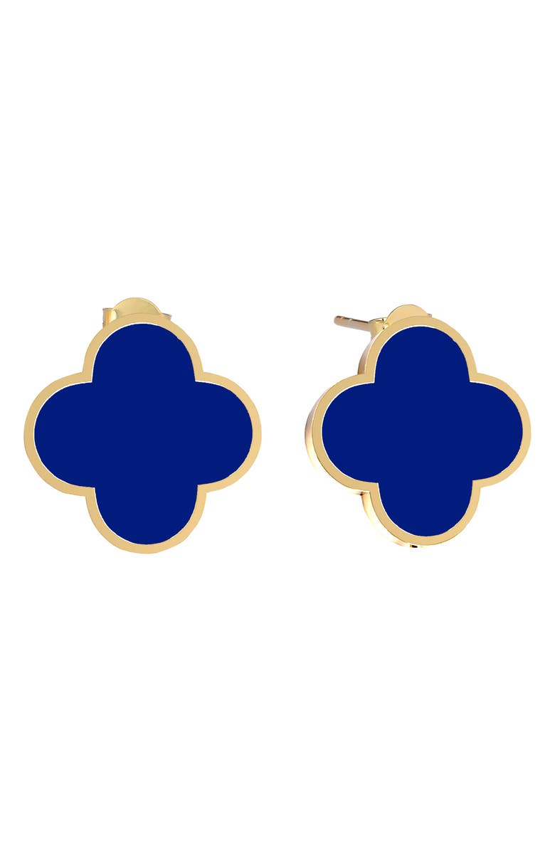 GABI RIELLE Enamel Clover Stud Earrings, Main, color, Gold/ Blue
