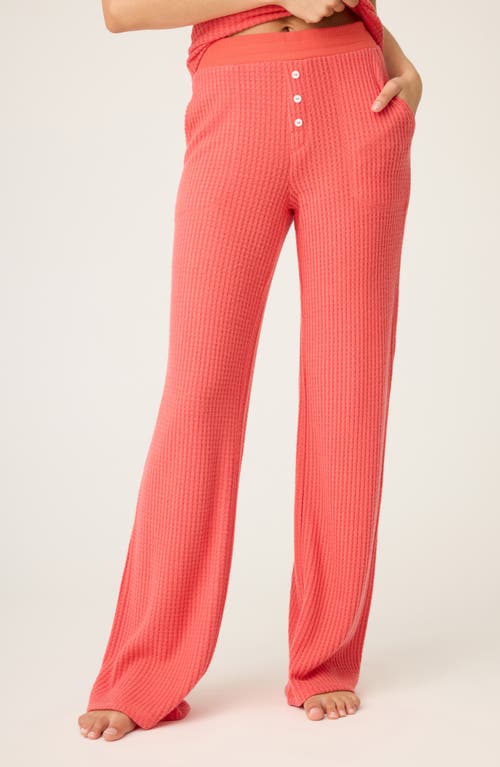 Pj Salvage Morning Waffle Knit Pajama Pants In Red