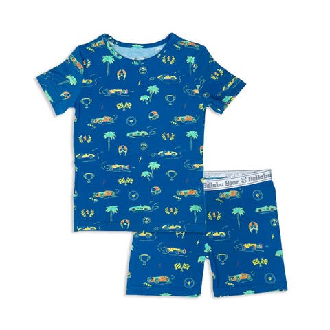 Monaco Blue Kids 2-Piece Short Sleeve & Shorts Pajama Set