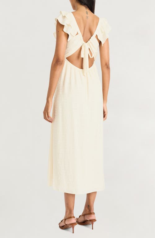 The Good Journey Whimsy Tie Back Woven Dress In Ivory