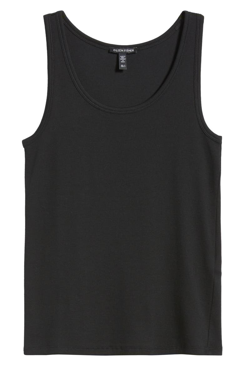 Slim Fit Scoop Neck Stretch Cotton Tank, Alternate, color, BLACK