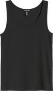 Eileen Fisher Slim Fit Scoop Neck Stretch Cotton Tank