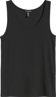 Eileen Fisher Slim Fit Scoop Neck Stretch Cotton Tank