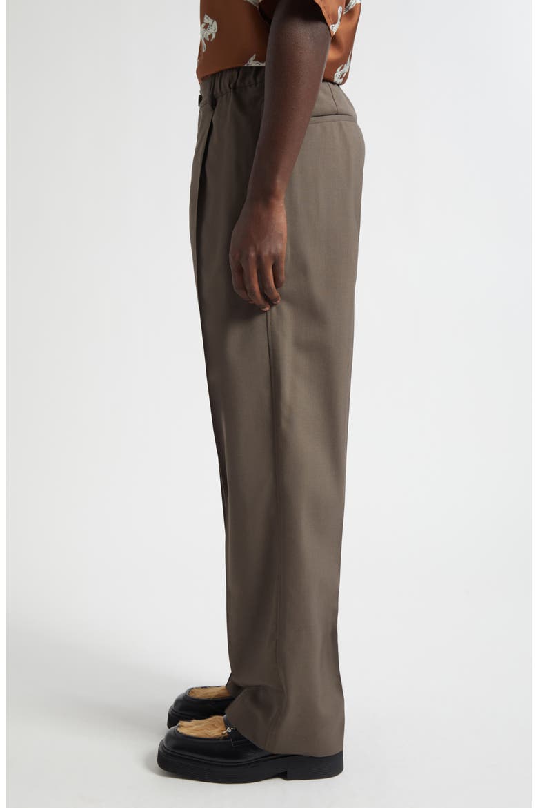 Pleated Virgin Wool Wide Leg Trousers, Alternate, color, 00N55 TRUFFLE