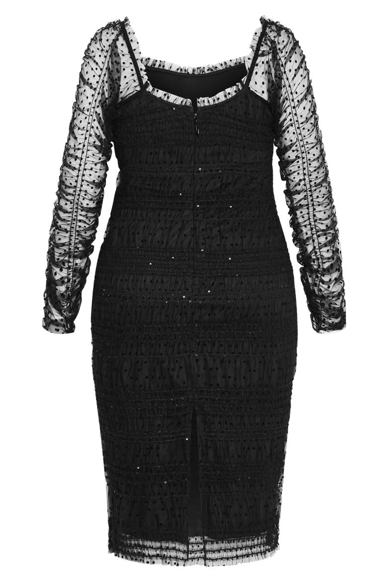 Sofie Swiss Dot Long Sleeve Cocktail Dress, Alternate, color, BLACK