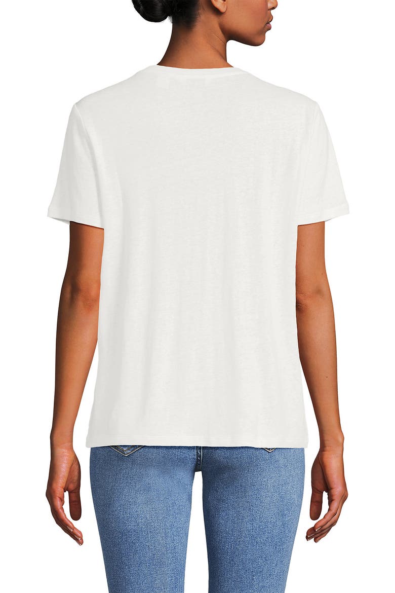 Short Sleeve Linen Blend V-Neck Tee, Alternate, color, Ivory
