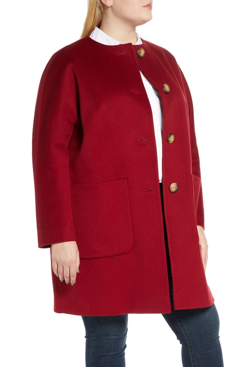 Fleurette Collarless Car Coat, Alternate, color, 
