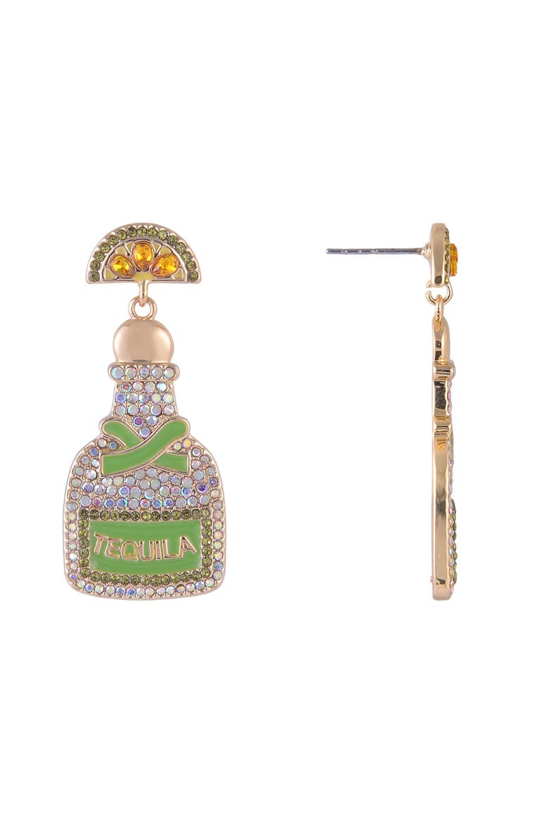 Stone and Enamel Tequila Earrings, Alternate, color, Green