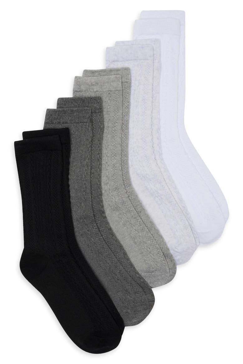 5-Pack Assorted Mixed Texture Crew Socks, Main, color, BLACK MULTI