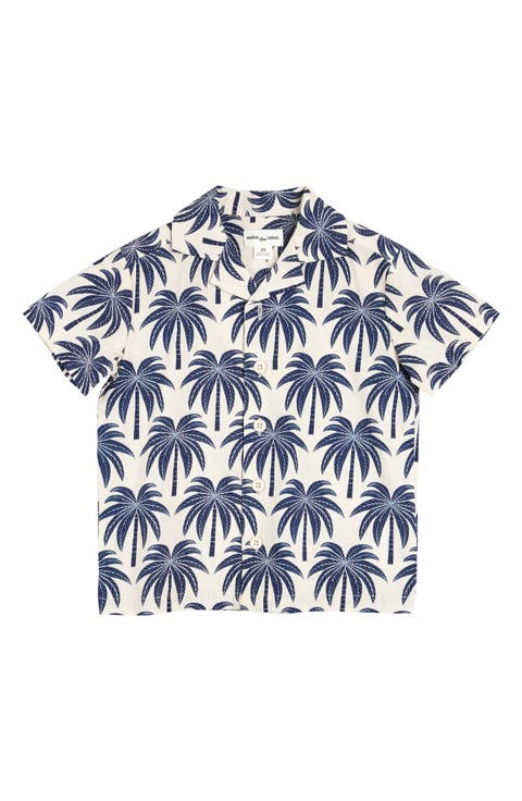 Kids' Palm Tree Print Short Sleeve Button-Up Shirt (Toddler & Little Kid)