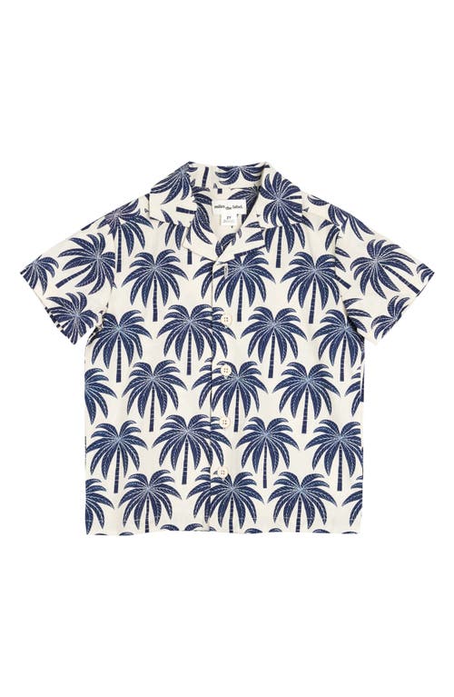 Miles The Label Boys' Palm Tree Camp Shirt - Little Kid, Big Kid In Beige
