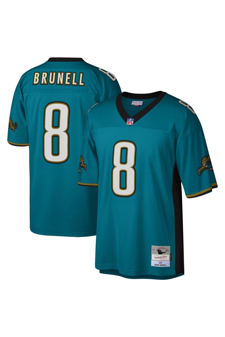 Men's Mitchell & Ness Mark Brunell Teal Jacksonville Jaguars Legacy Replica Jersey, Main, color, Teal