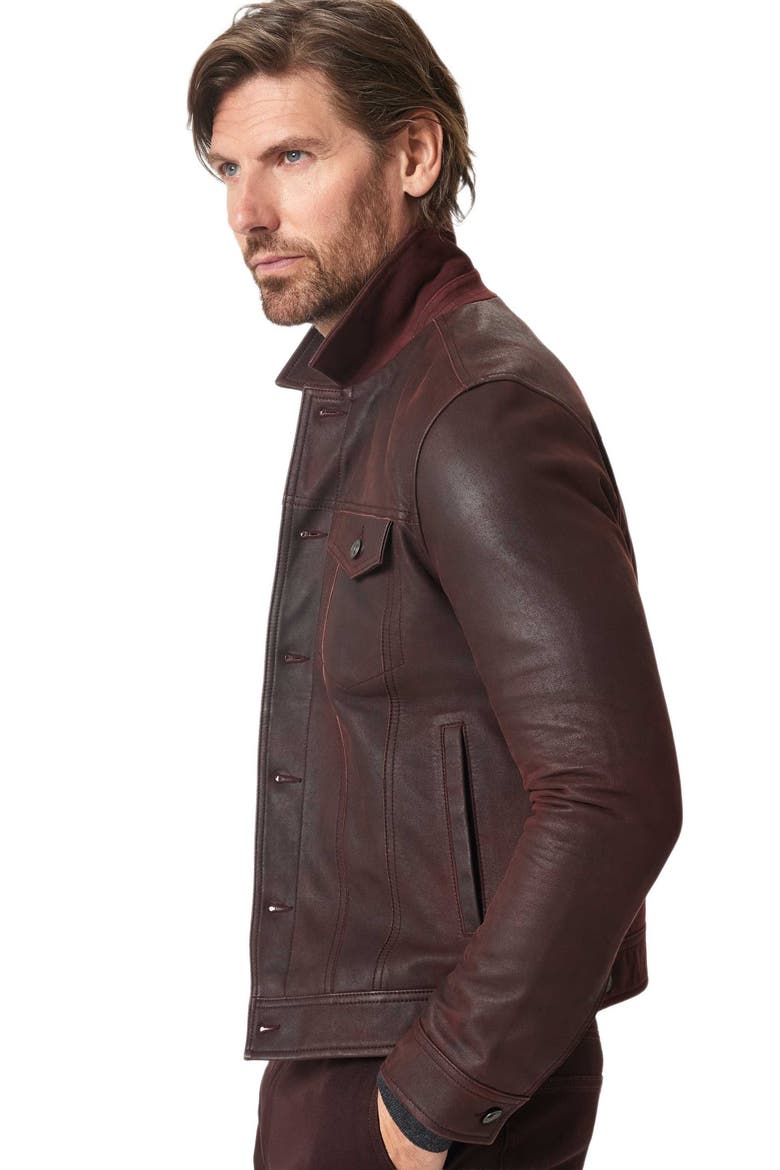 Andrew Leather Trucker Jacket, Alternate, color, OXBLOOD