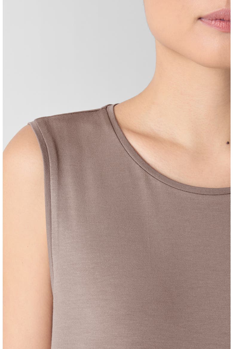 Round Neck Oval Stretch Sleeveless Midi Dress, Alternate, color, COCOA