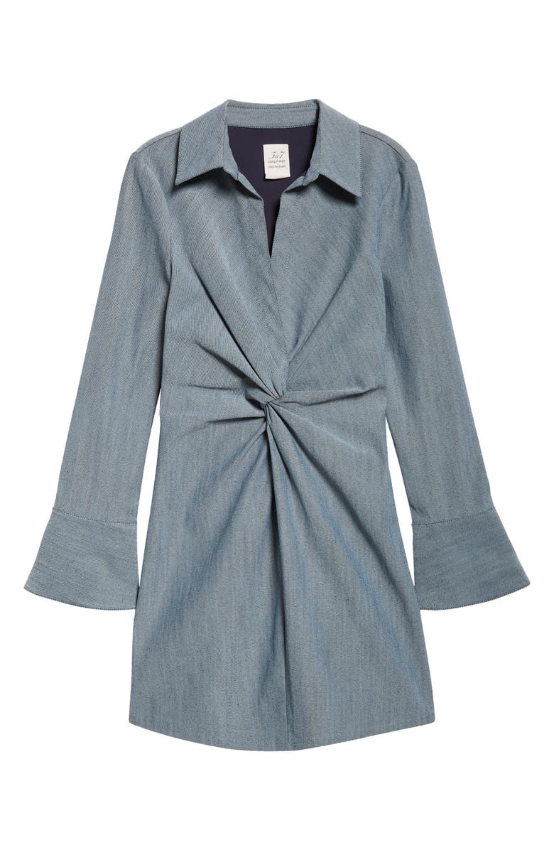 Cinq à Sept McKenna Twist Front Long Sleeve Denim Minidress, Alternate, color, 