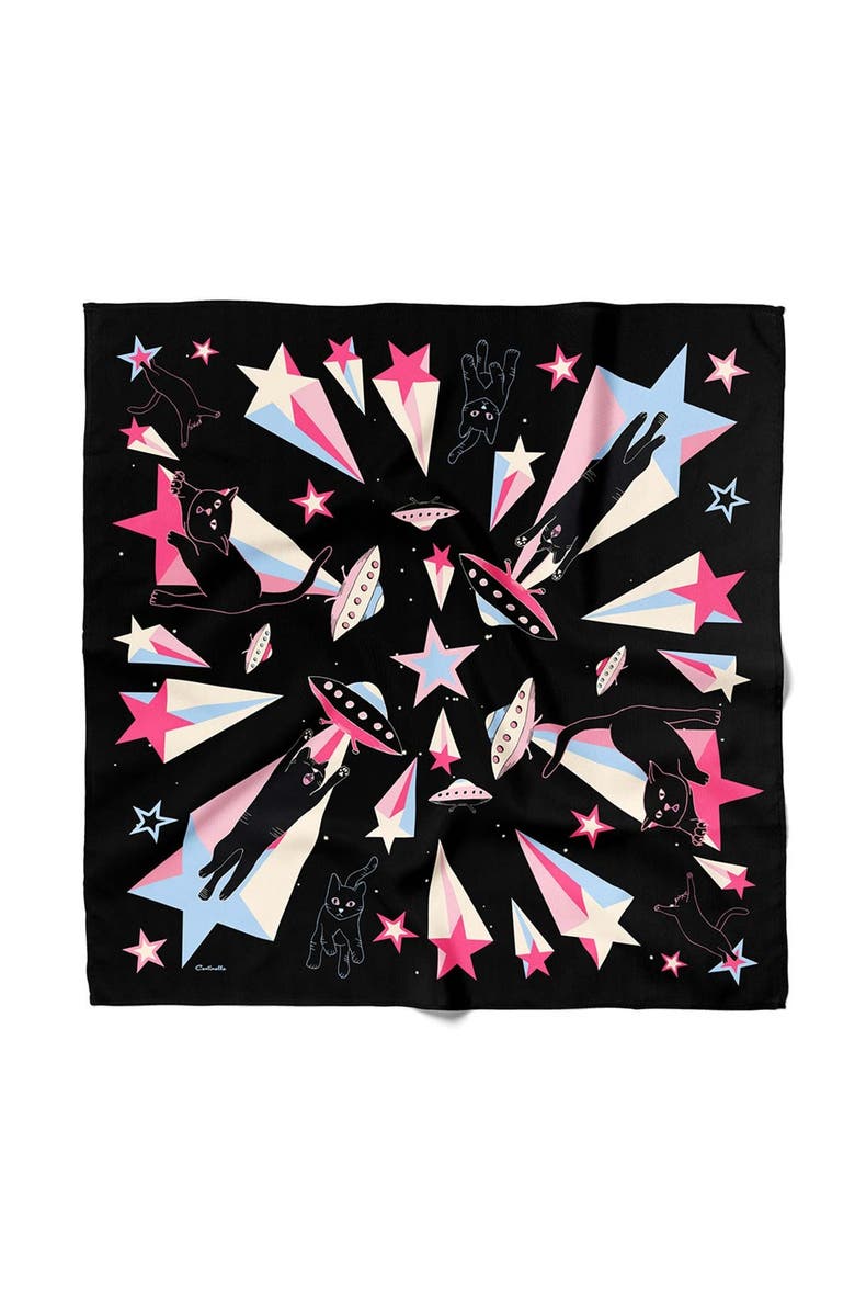 Centinelle Cat Abduction Cotton Silk Bandana, Main, color, 