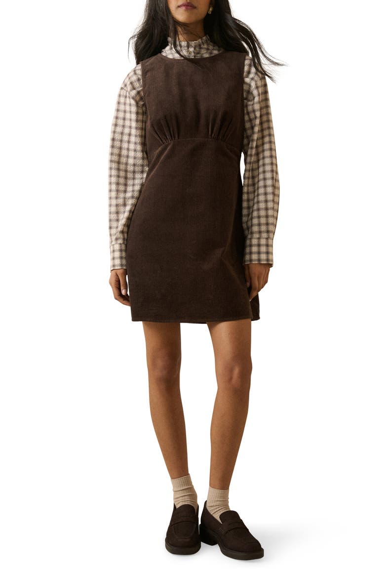 Vicky Cotton Corduroy Minidress, Main, color, BROWN