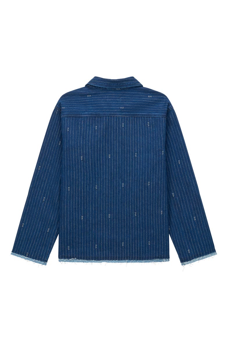 RtA Cleo Pinstripe Raw Edge Denim Button-Up Shirt, Alternate, color, Blue Pinstripe