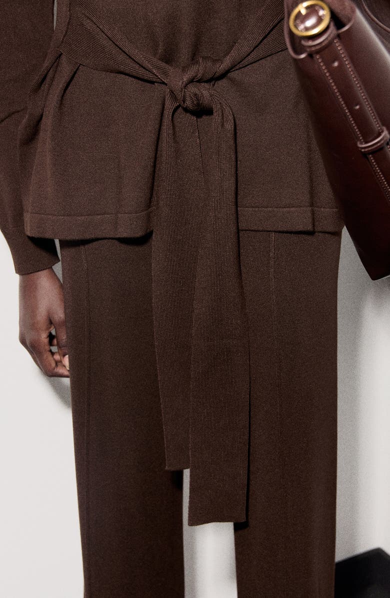 MANGO Seamed Knit Straight Leg Pants, Alternate, color, Chocolate