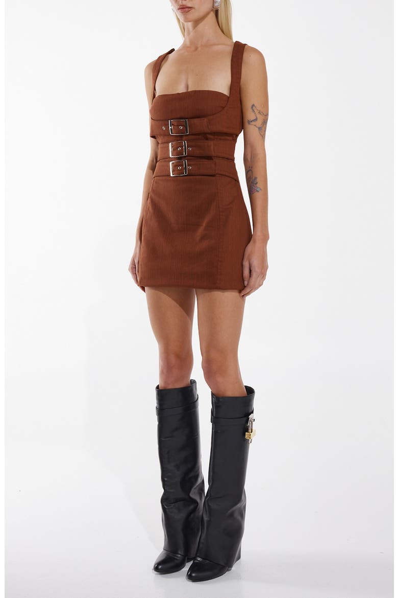 Cindy Harness Strap Minidress, Alternate, color, RUST
