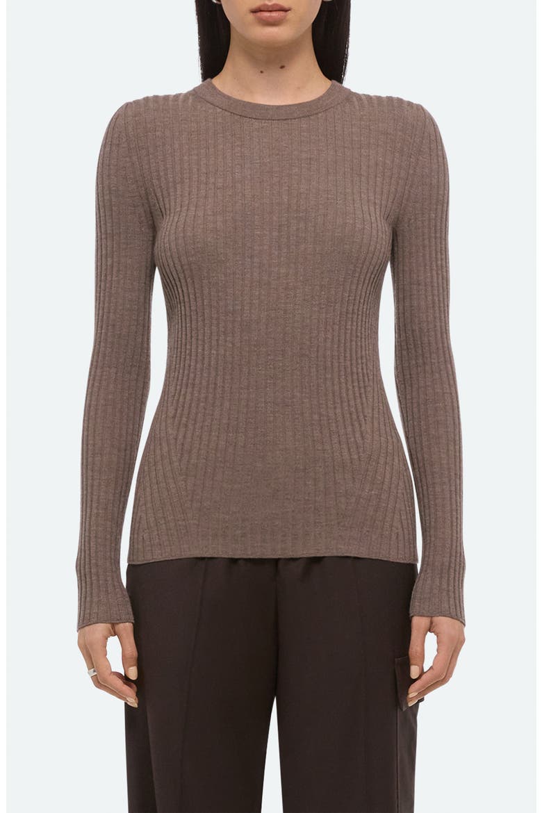 Cutout Back Rib Top, Main, color, LIGHT BROWN MELANGE