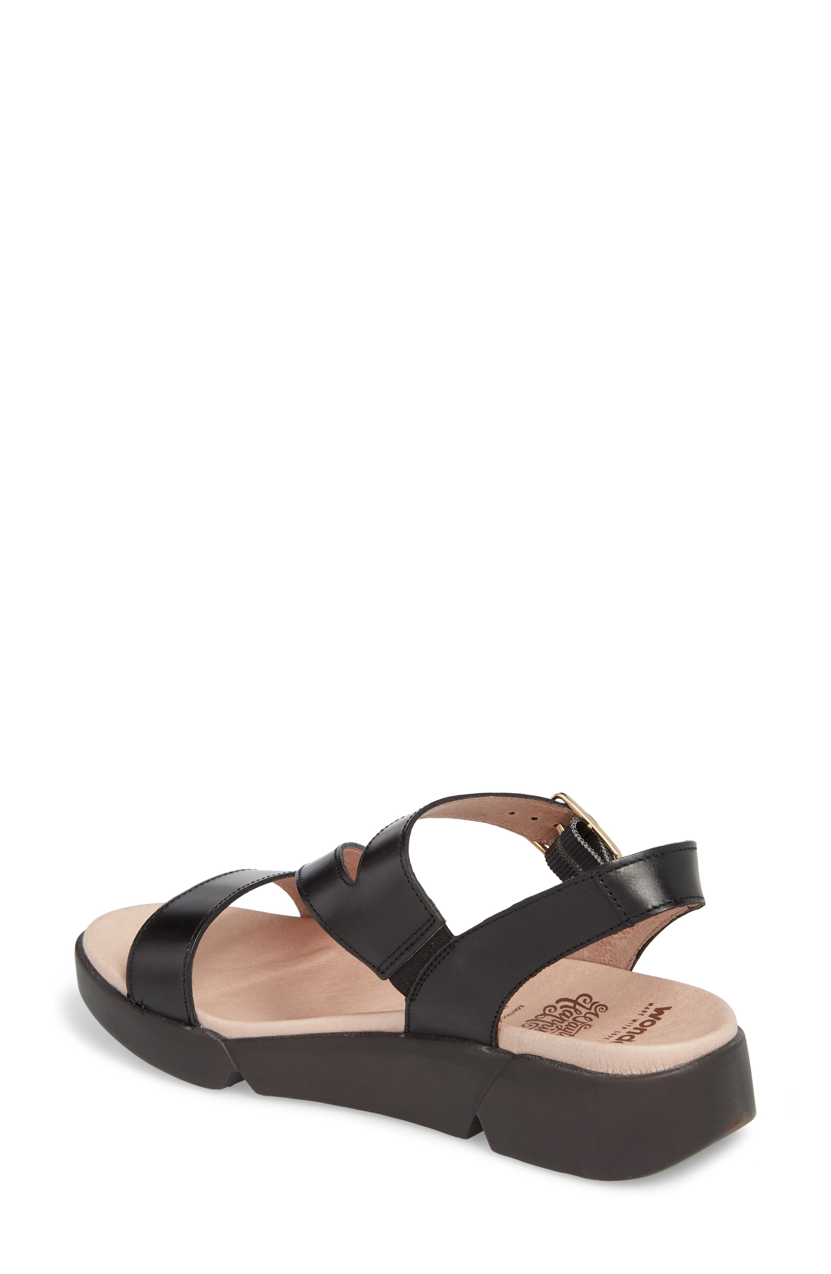 Platform Wedge Sandal, Alternate, color, BLACK LEATHER