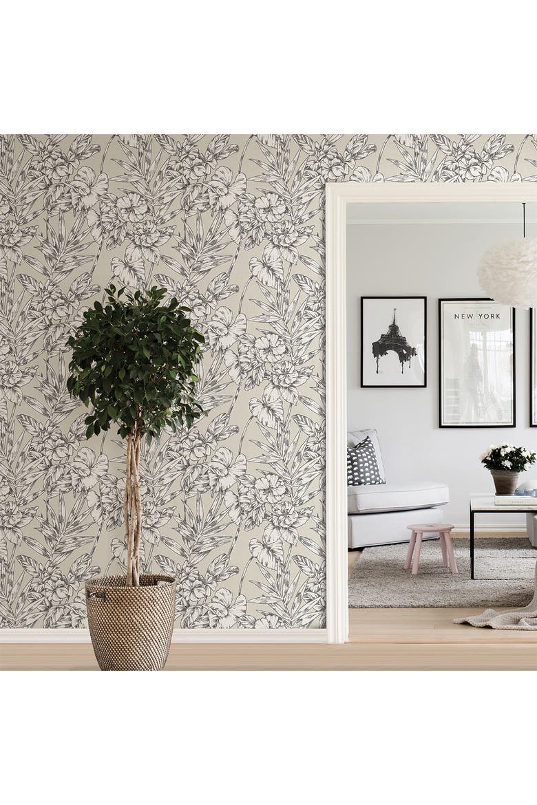 Grey Cayman Peel & Stick Wallpaper, Alternate, color, NEUTRAL