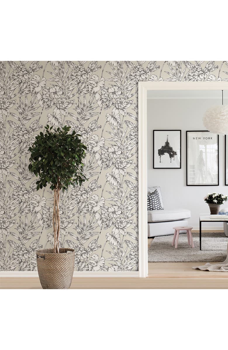 Wallpops Grey Cayman Peel & Stick Wallpaper, Alternate, color, Neutral