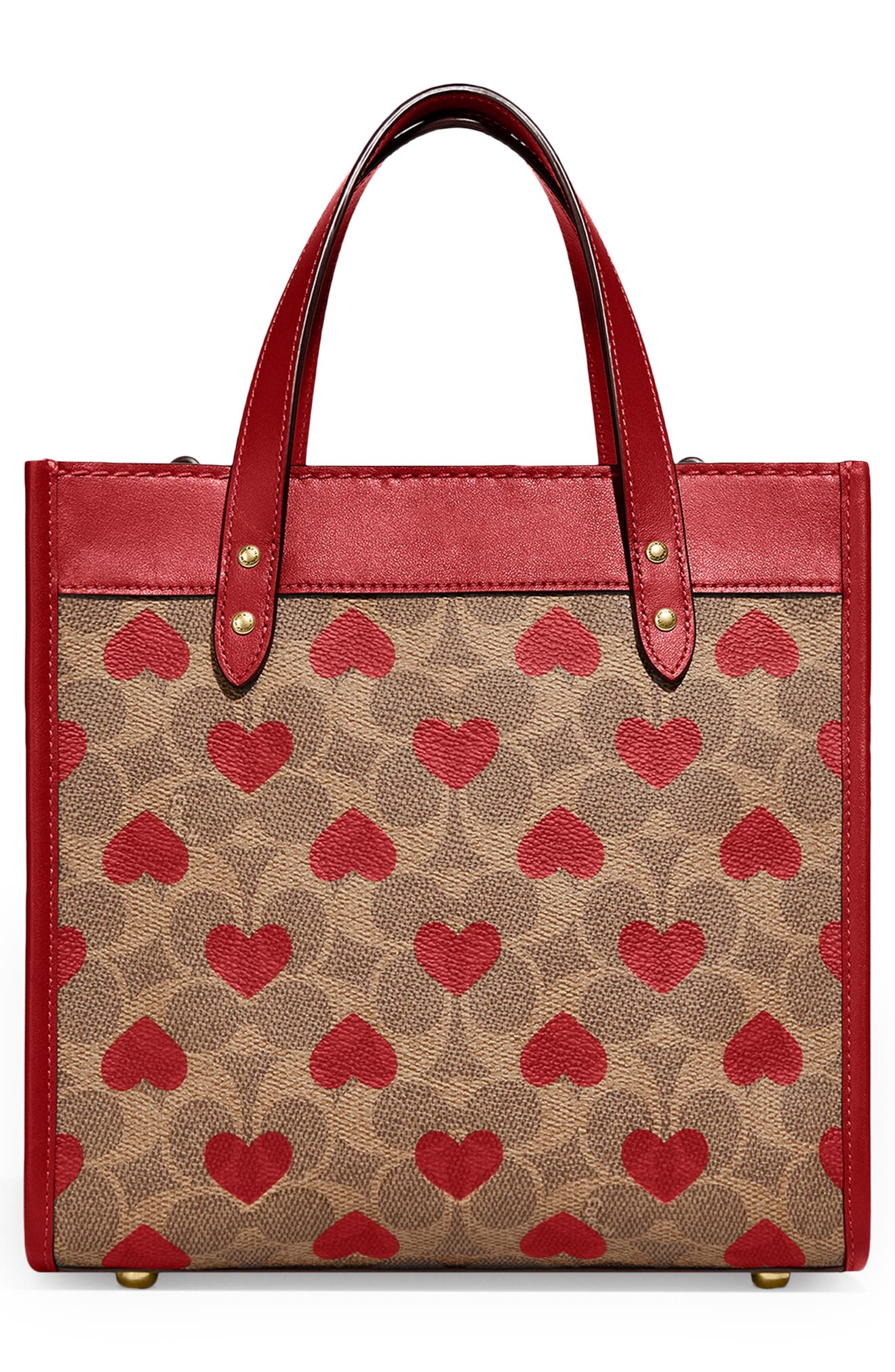 COACH Signature Coated Canvas & Hearts Field Tote, Alternate, color, 