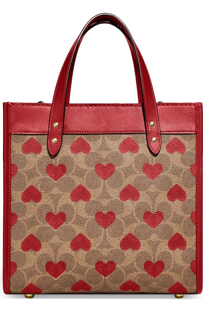 COACH Signature Coated Canvas & Hearts Field Tote, Alternate, color,