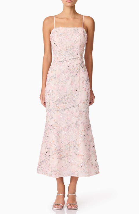 Regina Floral Sequin Sleeveless Trumpet Gown