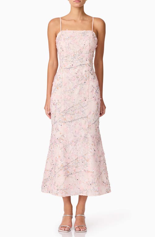 Elliatt Regina Floral Sequin Sleeveless Trumpet Gown In Pink