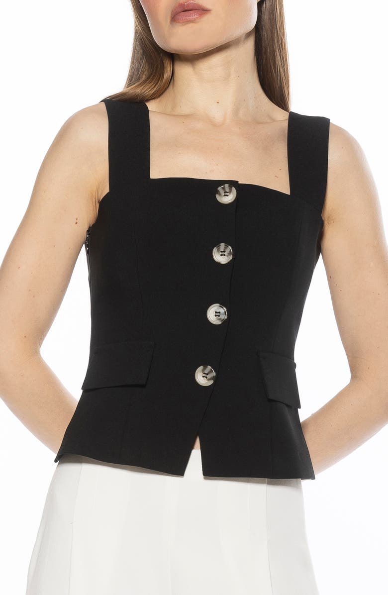 Alexia Admor Poelne Button Front Vest Top, Main, color, Black
