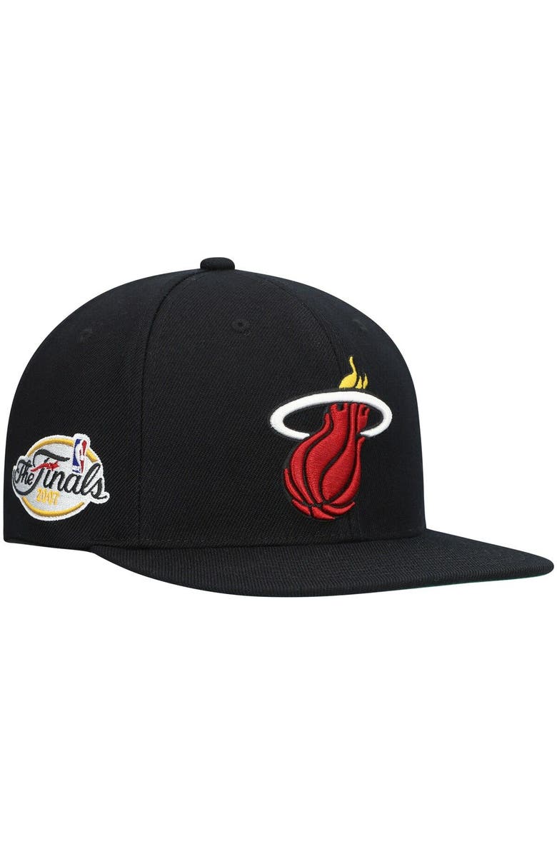 Mitchell & Ness Men's Mitchell & Ness Black Miami Heat Hardwood Classics 2007 NBA Finals Top Shot Snapback Hat, Main, color, 