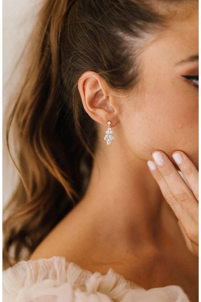 Vania Crystal Earrings, Alternate, color, Gold