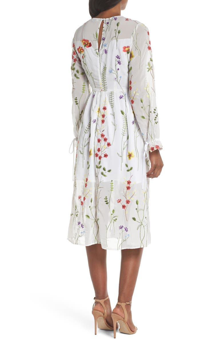 Chelsea28 Sheer Embroidered Midi Dress, Alternate, color, 