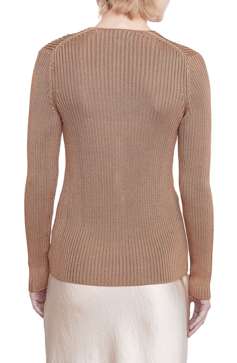 Vince Rib Cardigan, Alternate, color, Chestnut