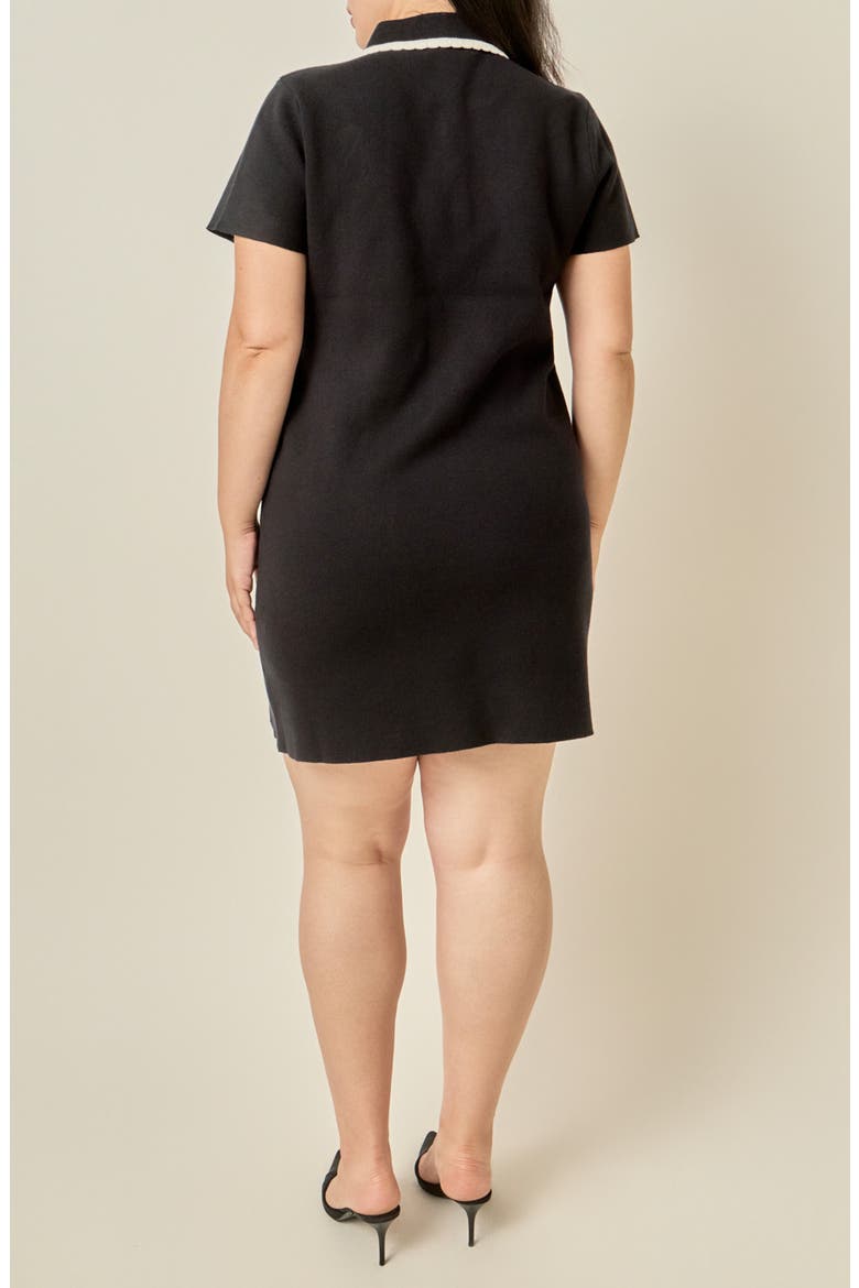 Scallop Detail Dress, Alternate, color, BLACK/ WHITE