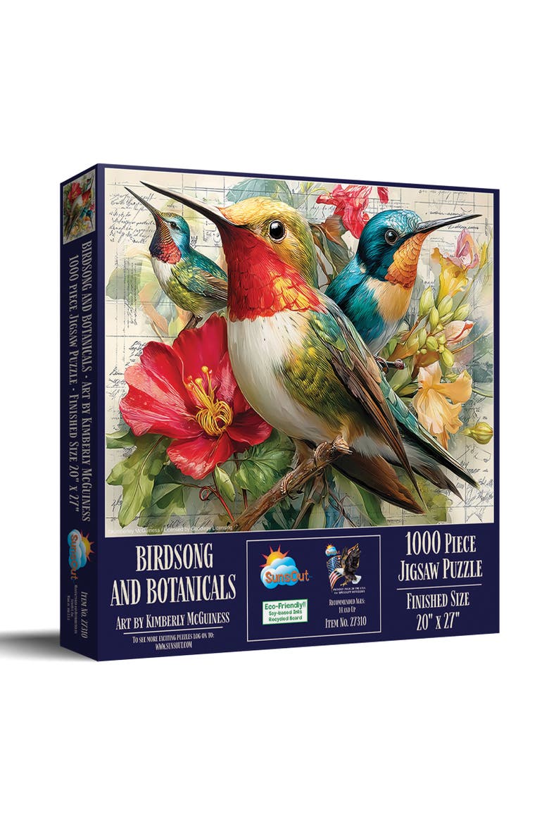 Birdsong and Botanicals 1000 piece Jigsaw Puzzle for Adults, Main, color, Multicolor