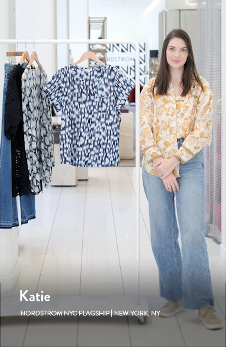 Hazy Blues Split Neck Cotton T-Shirt, sales video thumbnail