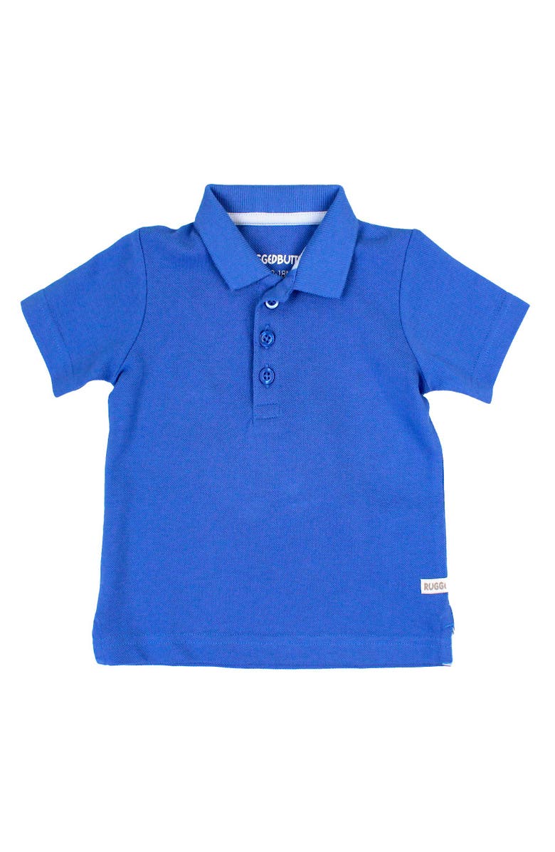 RuggedButts Toddler Boys Pique Short Sleeve Polo Shirt, Main, color, Sonic Blue