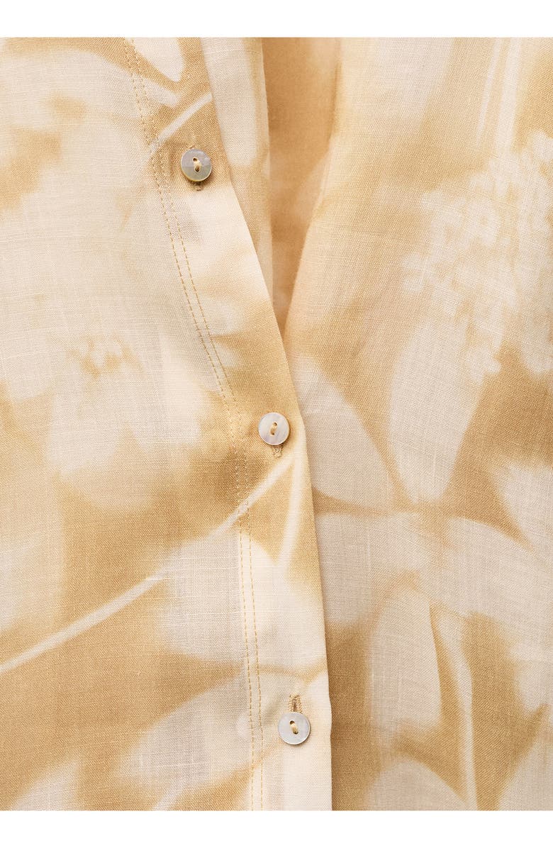 MANGO Floral Ramie Button-Up Shirt, Alternate, color, 