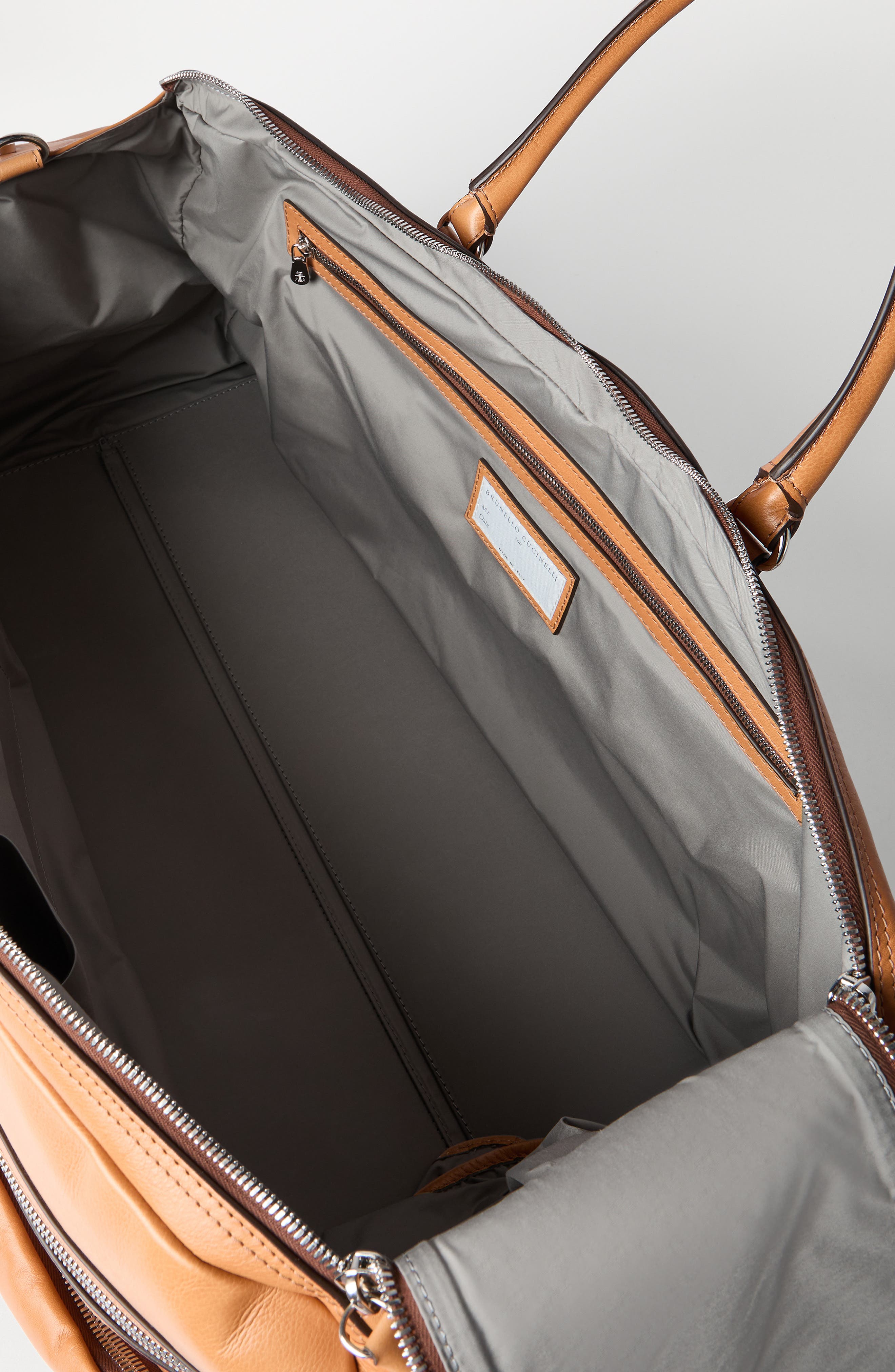 Brunello Cucinelli Cowhide trolley bag, Alternate, color, Cognac