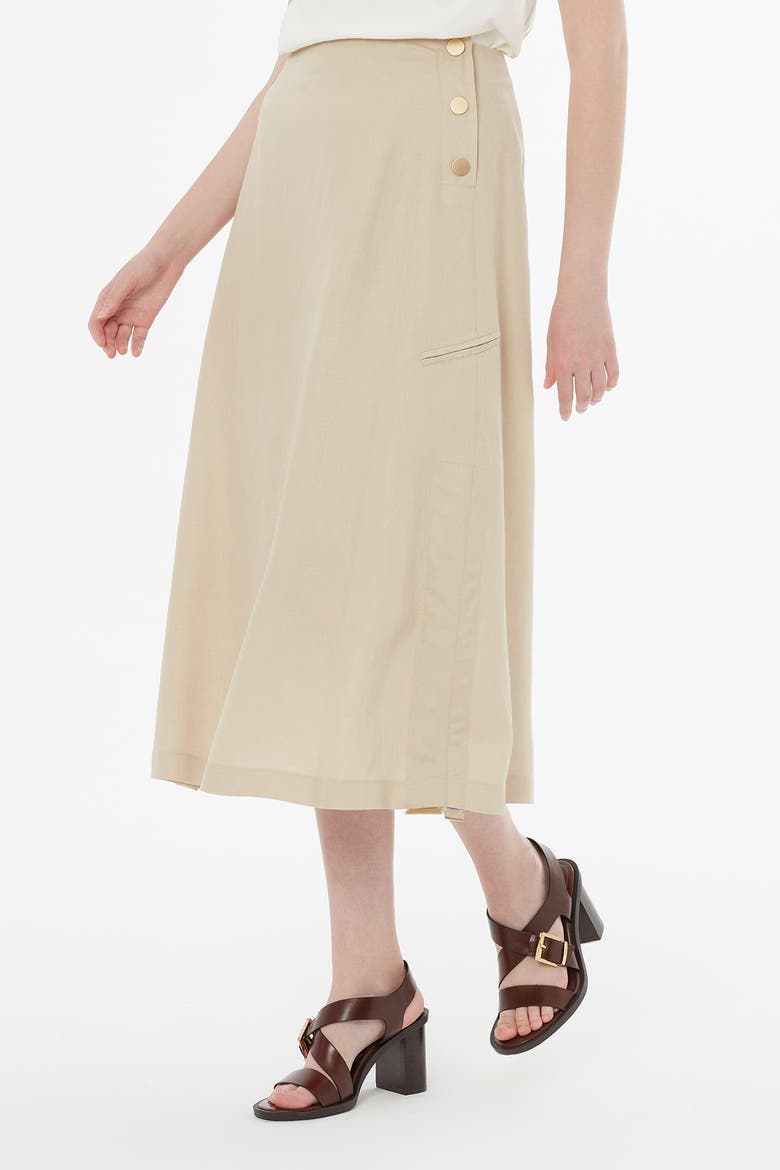 Beige Button-Closure Maxi Skirt, Alternate, color, Beige